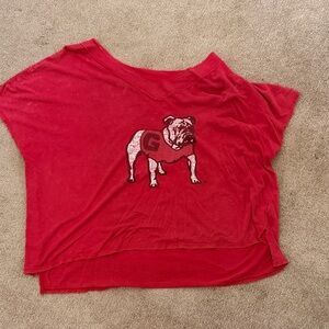 Red Bulldog Graphic Crop Tee